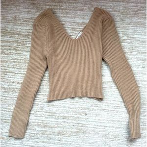 Paper Crane Cropped V Neck Sweater